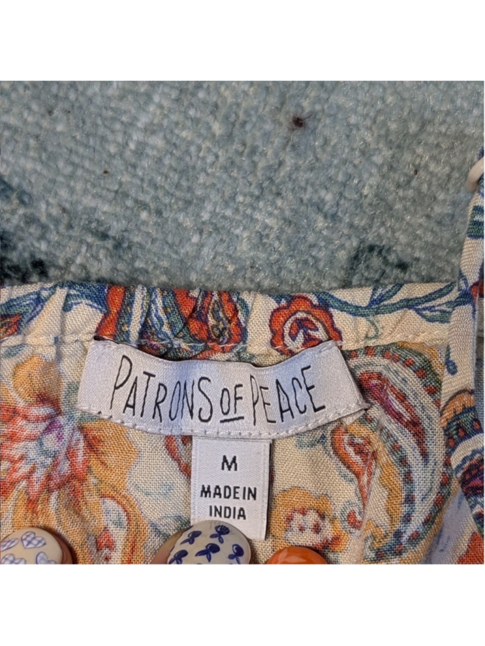 Patrons of Peace Boho Paisley Smocked Maxi Dress Size M Like New - Picture 6 of 14
